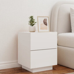 Berkfield Bedside Cabinets With Led Lights 2 Pcs White Engineered Wood - thumbnail 4