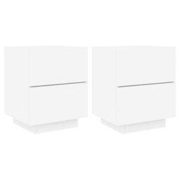 Berkfield Bedside Cabinets With Led Lights 2 Pcs White Engineered Wood - thumbnail 2