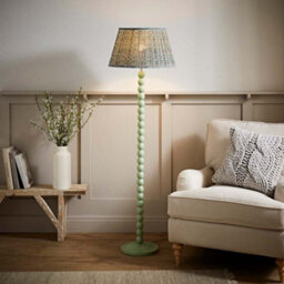 Valuelights Bobbins Pastel Green Floor Lamp With Floral Pleated Shade And Bulb - thumbnail 2