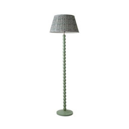 Valuelights Bobbins Pastel Green Floor Lamp With Floral Pleated Shade And Bulb - thumbnail 8