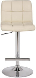 Lamboro Allegro Single Kitchen Bar Stool, Chrome Footrest, Height Adjustable Swivel Gas Lift, Breakfast Bar & Home Barstool, Cream - thumbnail 3