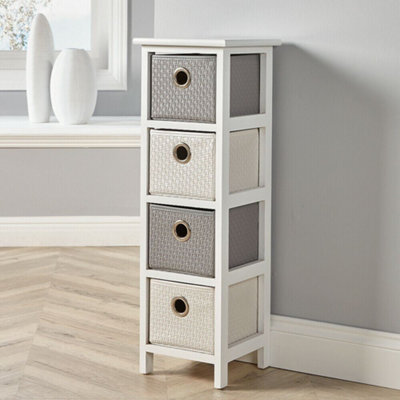 Home Source Sandringham Fully Assembled 4 Drawer Storage Chest Unit White And Grey - image 1