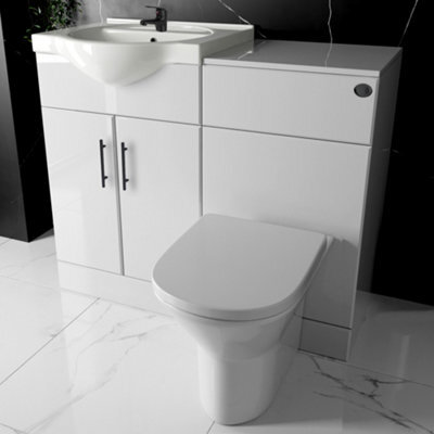 Bubly Bathrooms™ Saturn Furniture Set: Vanity Unit & Rimless Back To Wall Toilet, Soft Close, Matt Black Tap & Waste. - image 1