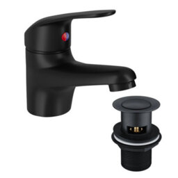 Bubly Bathrooms™ Saturn Furniture Set: Vanity Unit & Rimless Back To Wall Toilet, Soft Close, Matt Black Tap & Waste. - thumbnail 5