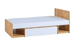 Arte Arca Ar9 Bed With Drawer 90X195Cm - Stylish Durability In Oak Wotan & Arctic White, H741mm W1982mm D940mm