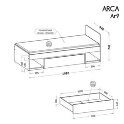 Arte Arca Ar9 Bed With Drawer 90X195Cm - Stylish Durability In Oak Wotan & Arctic White, H741mm W1982mm D940mm - thumbnail 2