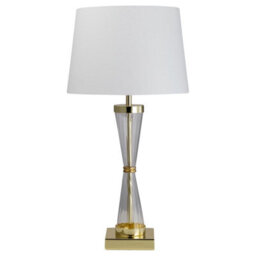 First Choice Lighting Gold Plated Table Touch Light With White Cotton Fabric Shade - thumbnail 3