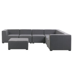 Beliani Garden Corner Sofa With Ottoman 7 Seater Arezzo Right Hand Modular Grey - thumbnail 4