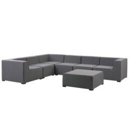 Beliani Garden Corner Sofa With Ottoman 7 Seater Arezzo Right Hand Modular Grey - thumbnail 7