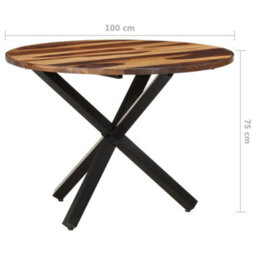 Berkfield Dining Table 100X100X75 Cm Acacia Wood With Sheesham Finish - thumbnail 6