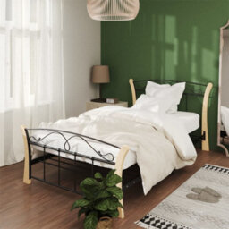 Berkfield Bed Frame Black Metal 100X200 Cm - thumbnail 1