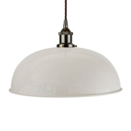 Pale Grey Worcester Painted Dome Pendant Light With Black Nickel Lamp Holder And Brown Twisted Cable - Se Home - thumbnail 1