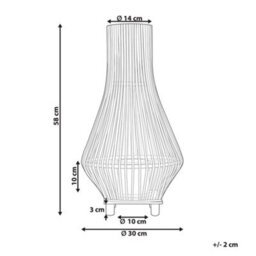 Beliani Black Bamboo Candle Lantern 38 Cm With Glass Floor Insert, Boho Indoor Floor Lantern - thumbnail 4