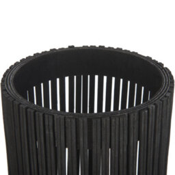 Beliani Black Bamboo Candle Lantern 38 Cm With Glass Floor Insert, Boho Indoor Floor Lantern - thumbnail 5