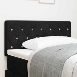 Berkfield Headboard Crystal Button Tufted Black 100 Cm Velvet - thumbnail 1