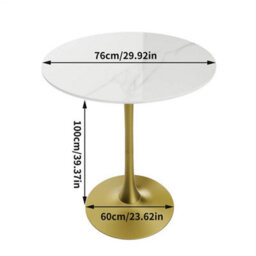 Glossy White Round Marble Top Bar Table Tulip Dining Table High Gloss Commercial Coffee Table - thumbnail 2