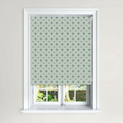 Lister Cartwright Olivia Bard Jaipur Indian  Blackout Roller Blinds Child Safety Included  (Green, 120 Cm Width X 140 Cm Drop) - image 1