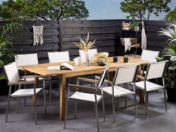 Beliani Extending Garden Dining Table Cesana 180/240 Cm 100 Cm Acacia Wood Light Brown - thumbnail 2