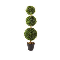 Trio Ball Artificial Topiary Bush - Home Or Garden Weather & Uv Resistant Faux Fake Realistic Plant In Pot - H80 X 23Cm Diameter - thumbnail 2