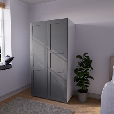 Atomia Modern Matt Dove Grey Tall Double Wardrobe (H)1872mm (W)1000mm (D)580mm - image 1