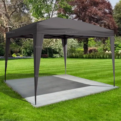 Folding Pop Up Metal Marquee Gazebo With Showerproof Canopy And Storage Bag, Grey, 3.0X3.0M - image 1