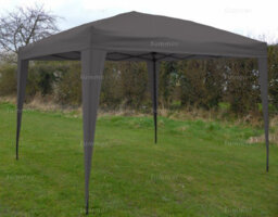 Folding Pop Up Metal Marquee Gazebo With Showerproof Canopy And Storage Bag, Grey, 3.0X3.0M - thumbnail 2