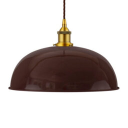 Burgundy Red Worcester Painted Dome Pendant Light With Antique Gold Lamp Holder And Brown Twisted Cable - Se Home - thumbnail 1