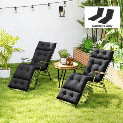 Outsunny Garden Lounge Chair Cushions Set Of 2, 220Gsm Fabric, Black - image 1