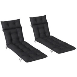 Outsunny Garden Lounge Chair Cushions Set Of 2, 220Gsm Fabric, Black - thumbnail 2