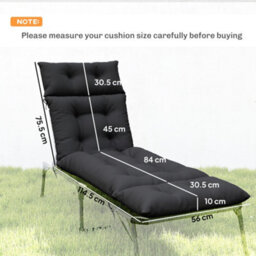 Outsunny Garden Lounge Chair Cushions Set Of 2, 220Gsm Fabric, Black - thumbnail 3