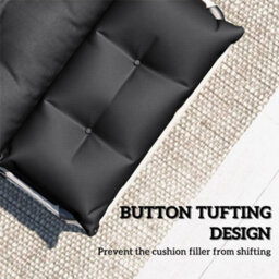 Outsunny Garden Lounge Chair Cushions Set Of 2, 220Gsm Fabric, Black - thumbnail 6