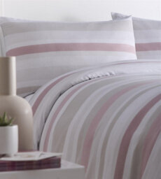 Homespace Direct Ltd Portfolio Living Simply Stripes Pink Duvet Cover Set Single Bedding Set - thumbnail 2