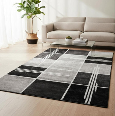 Modern Box Design Area Rug Soft Thick Pile Carpet Living Room Bedroom Kitchen Non Shedding Polypropylene Rug 80X150 Cm - image 1