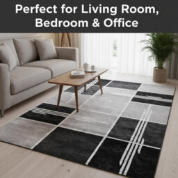 Modern Box Design Area Rug Soft Thick Pile Carpet Living Room Bedroom Kitchen Non Shedding Polypropylene Rug 80X150 Cm - thumbnail 9