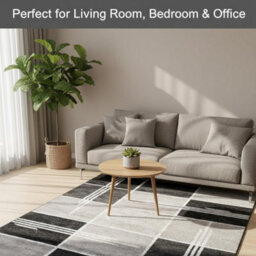 Modern Box Design Area Rug Soft Thick Pile Carpet Living Room Bedroom Kitchen Non Shedding Polypropylene Rug 80X150 Cm - thumbnail 5