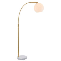 Floor Lamp Light Satin Brass & Opal Glass 40W E27 Complete Standing Lamp - thumbnail 1
