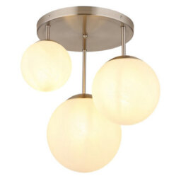 Luminosa Lighting Luminosa Kop Shade Cluster Ceiling Light Nickel Matt Balls Opal Alabaster Optic Glass Shade 3X E27
