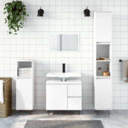 Berkfield Bathroom Cabinet White 30X30X190 Cm Engineered Wood - thumbnail 1