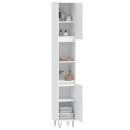 Berkfield Bathroom Cabinet White 30X30X190 Cm Engineered Wood - thumbnail 4