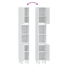 Berkfield Bathroom Cabinet White 30X30X190 Cm Engineered Wood - thumbnail 9