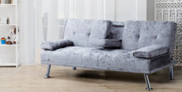 Comfy Living Verona Crushed Velvet Sofa Bed In Steel