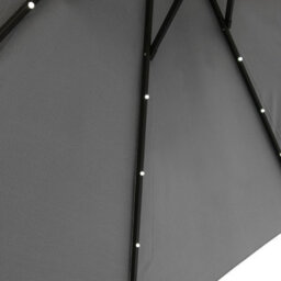 Rinse Bathrooms Grey Garden Parasol With Solar Powered Lights With Tilt And Crank Handle Outdoor Patio Umbrella Mechanism 2.7M - thumbnail 7