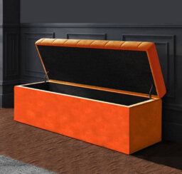 120Cm Sd Ottoman Storage Box, Burnt Orange Velvet Upholstered Chesterfield Storage Ottoman Box - thumbnail 2