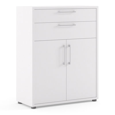 Furniture To Go Prima Bookcase 1 Shelf With 2 Drawers And 2 Doors In White - image 1
