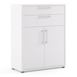 Furniture To Go Prima Bookcase 1 Shelf With 2 Drawers And 2 Doors In White - thumbnail 1