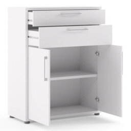 Furniture To Go Prima Bookcase 1 Shelf With 2 Drawers And 2 Doors In White - thumbnail 4