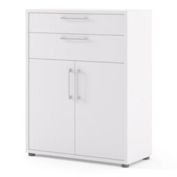 Furniture To Go Prima Bookcase 1 Shelf With 2 Drawers And 2 Doors In White - thumbnail 3