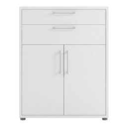 Furniture To Go Prima Bookcase 1 Shelf With 2 Drawers And 2 Doors In White - thumbnail 2