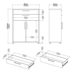 Furniture To Go Prima Bookcase 1 Shelf With 2 Drawers And 2 Doors In White - thumbnail 8