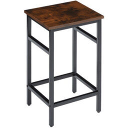 Tectake Dining Table With 4 Bar Stools Edinburgh - Height-Adjustable Plastic Feet - Industrial Wood Dark, Rustic - thumbnail 7